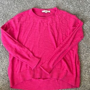 LOFT Hot Pink Crew Sweater - M